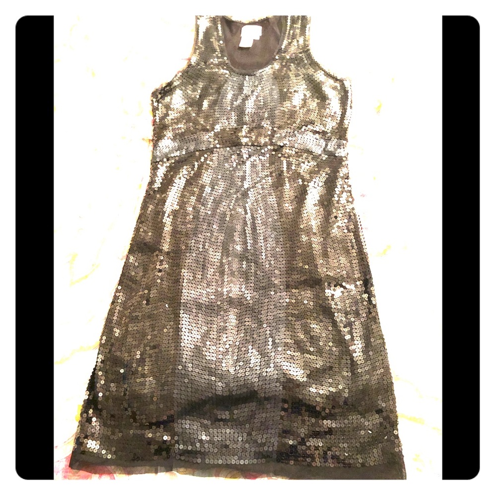 Black sequin sleeveless party shift dress MSSP